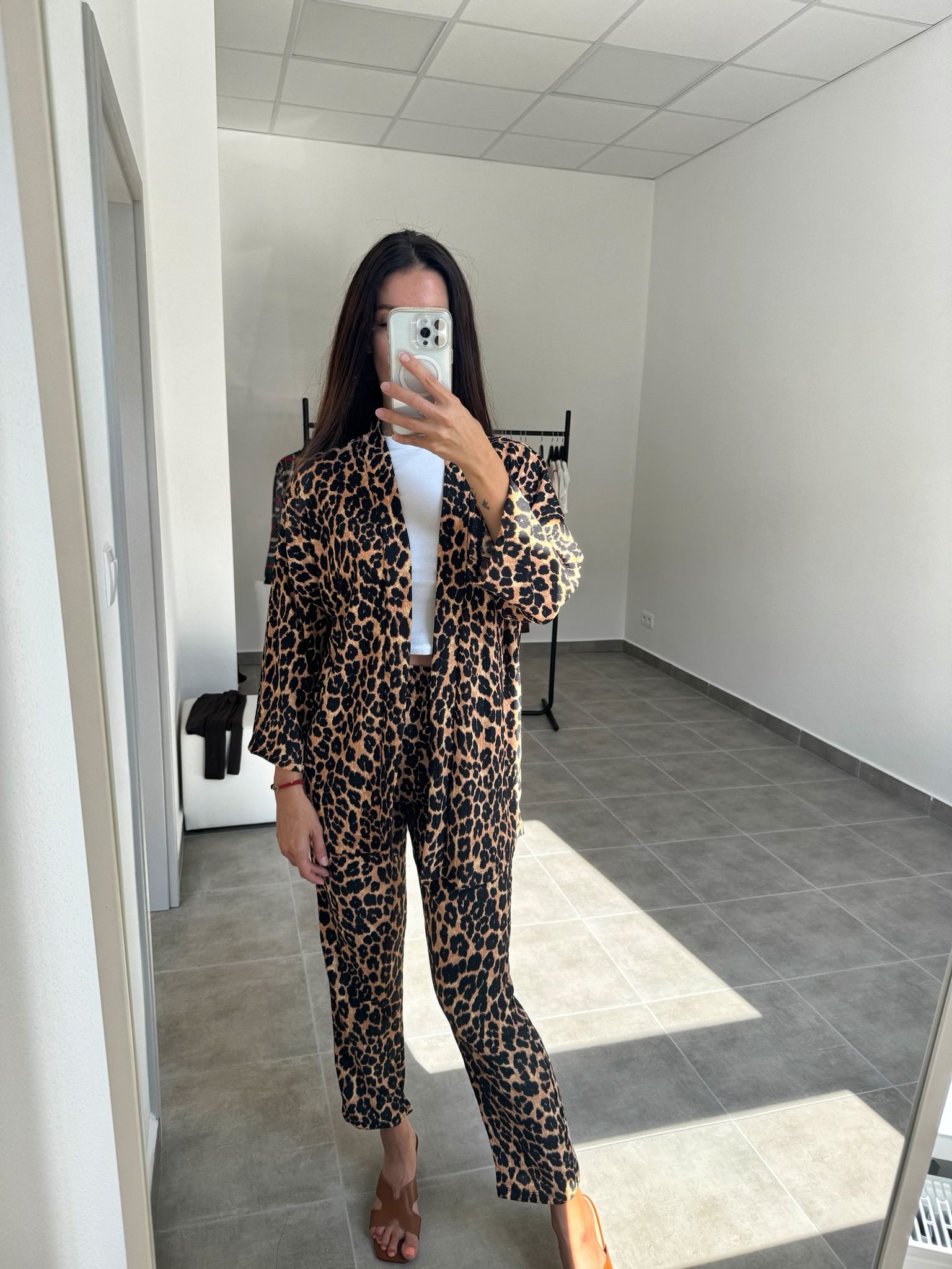 Leopardí komplet – kardigan a voľné nohavice | Savannah