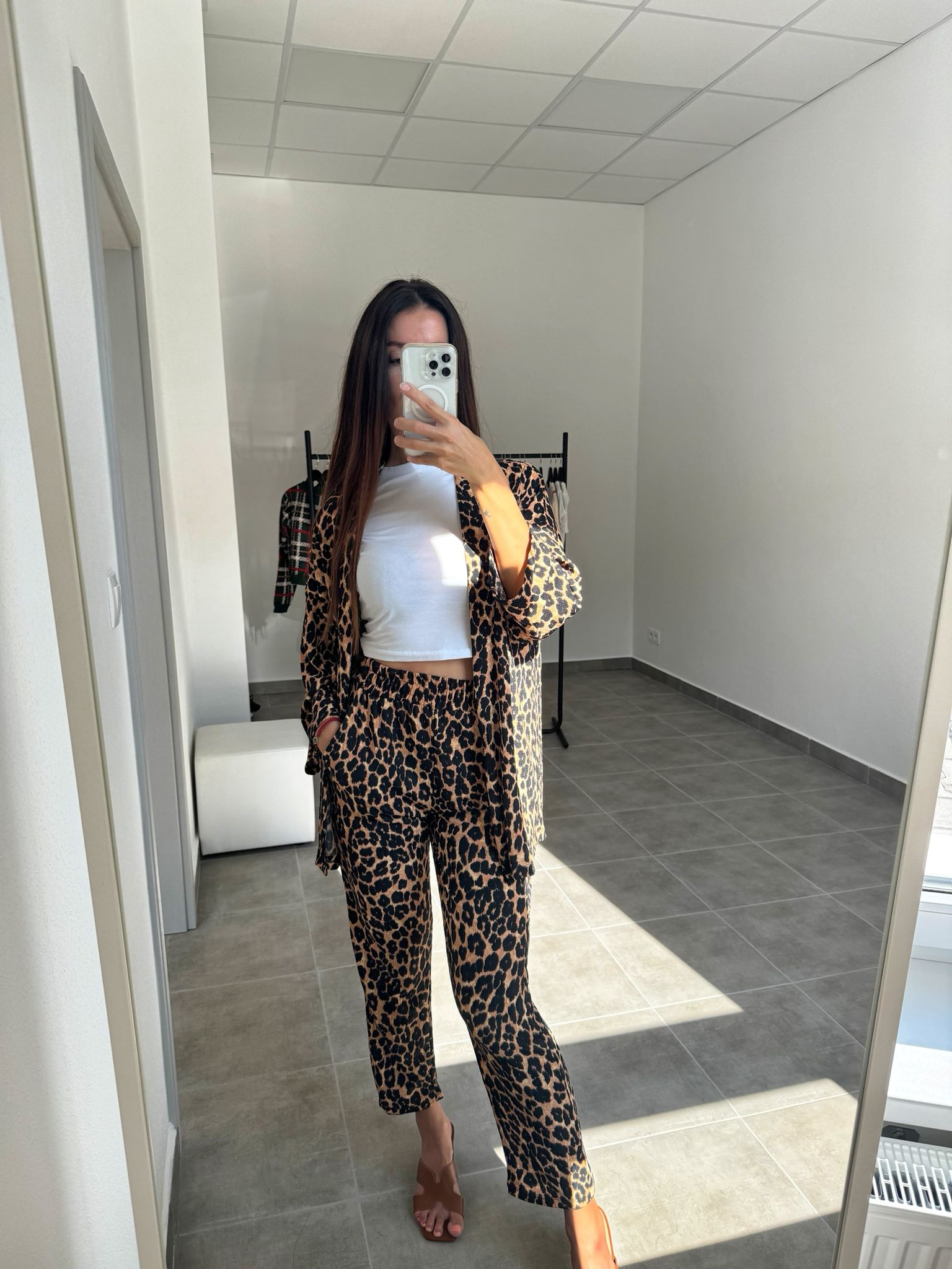 Leopardí komplet – kardigan a voľné nohavice | Savannah