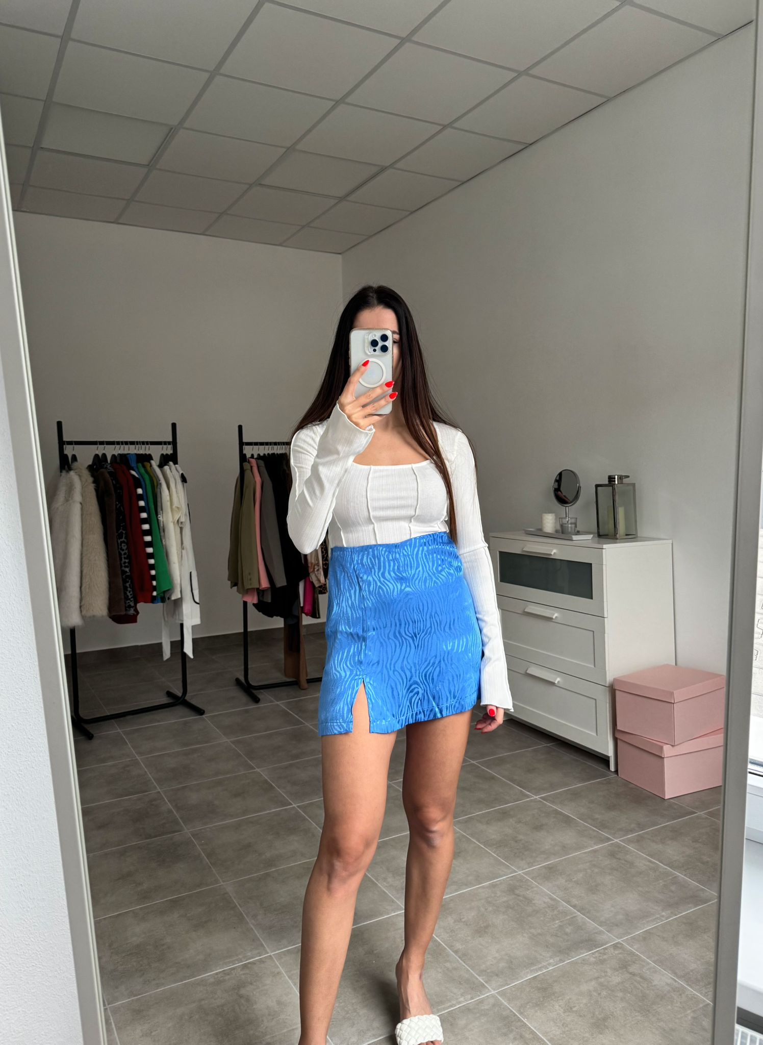 Vzorovaný skort tigrovaný modrý na zips | Tigra