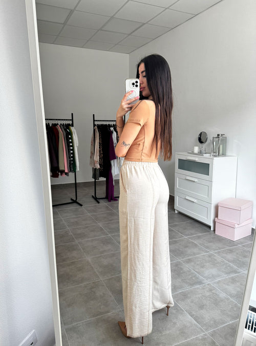 Béžové bavlnené nohavice dámske | Softy