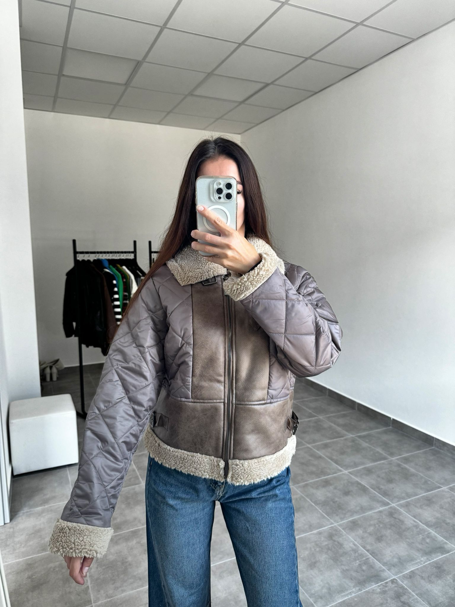 Prechodná bunda hnedo-béžová na zips | Sahara